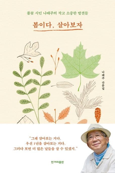 봄이다, 살아보자 : 풀꽃 시인 나태주의 작고 소중한 발견들 : 나태주 산문집 표지
