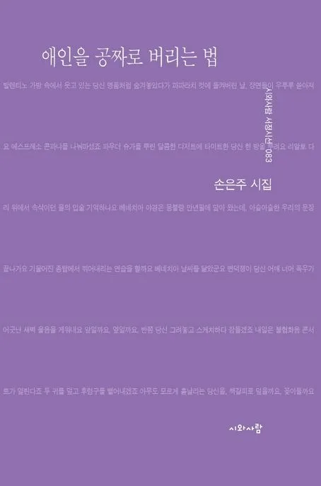 애인을 공짜로 버리는 법 : 손은주 시집 표지